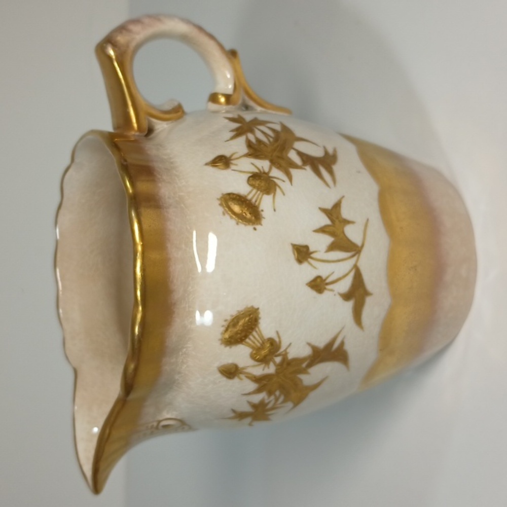 Rare Late 19th Century Creamer Pot Gold Gilt New England Pottery 1889-1895 VTG